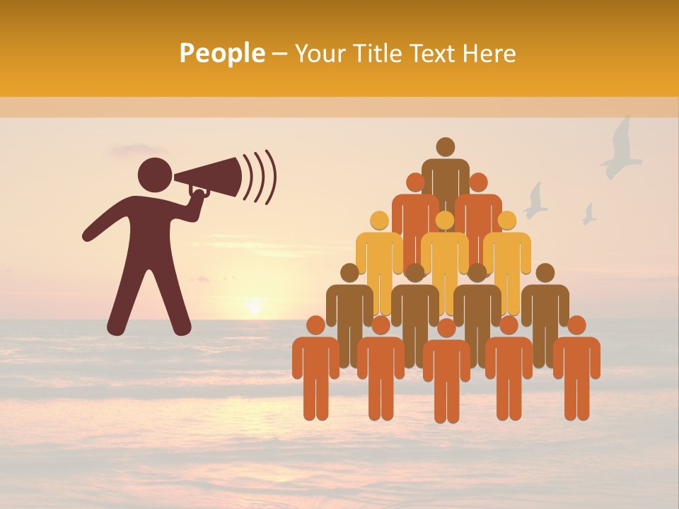 Two Birds Flying Over The Ocean At Sunset PowerPoint Template