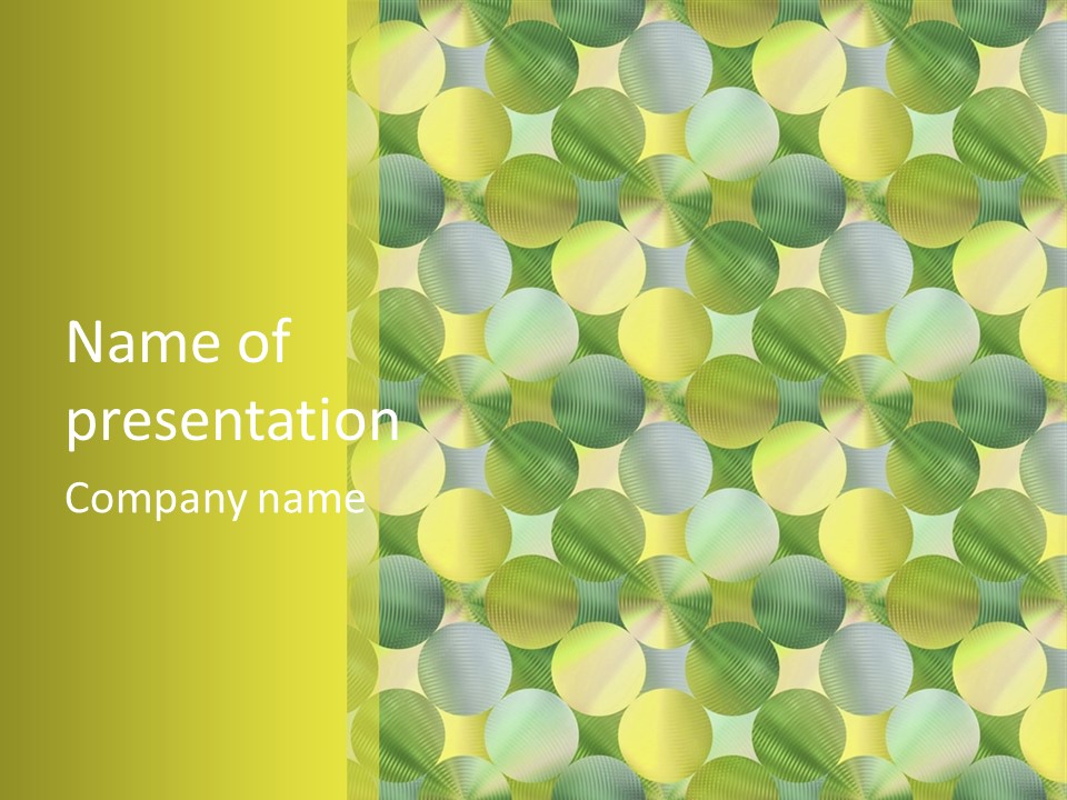 A Green And Yellow Background With Circles PowerPoint Template
