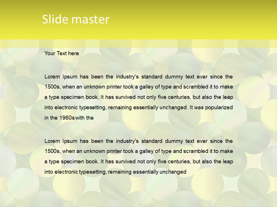 A Green And Yellow Background With Circles PowerPoint Template