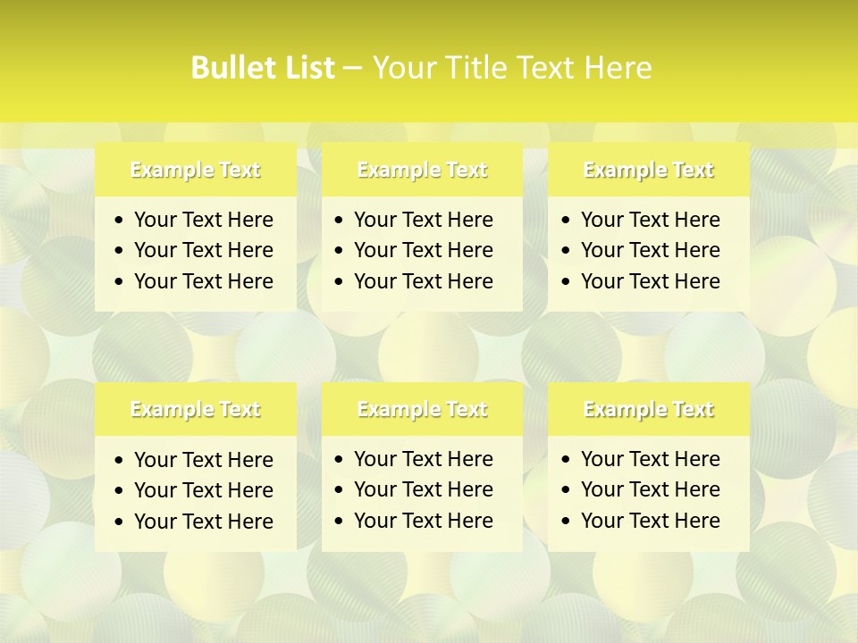 A Green And Yellow Background With Circles PowerPoint Template