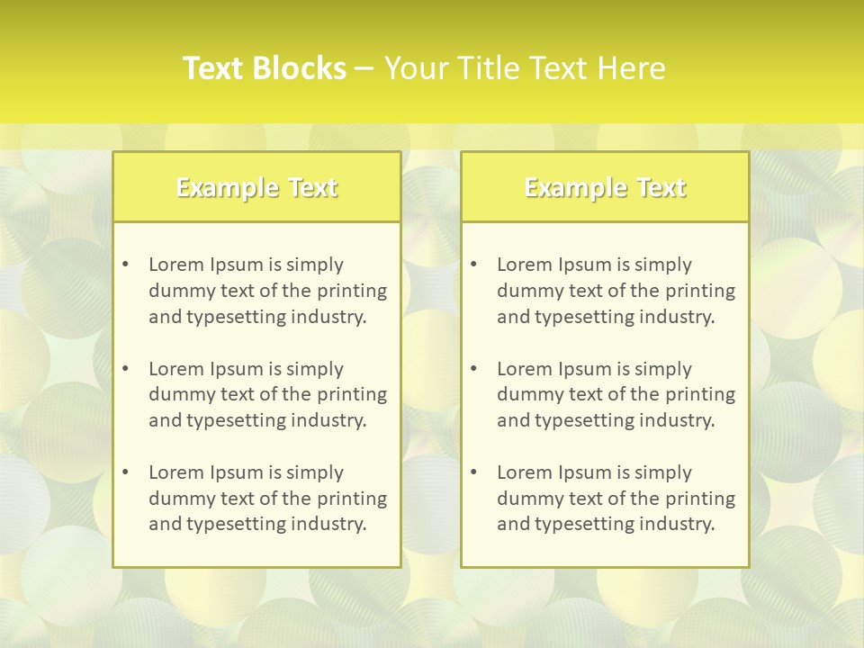 A Green And Yellow Background With Circles PowerPoint Template