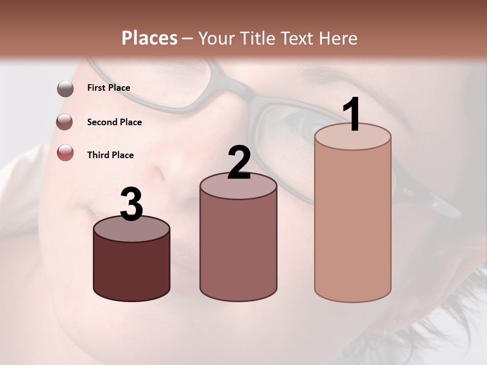 A Woman Wearing Glasses With A Brown Background PowerPoint Template