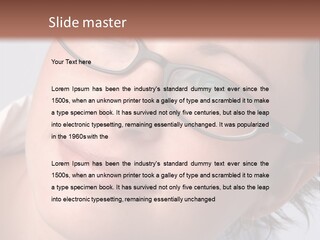 A Woman Wearing Glasses With A Brown Background PowerPoint Template