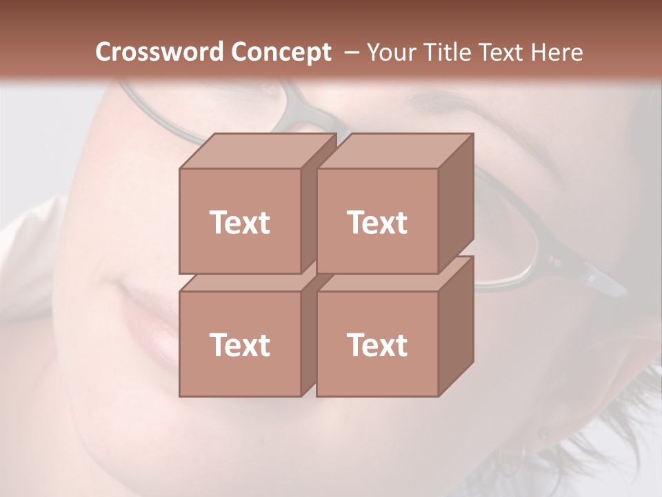 A Woman Wearing Glasses With A Brown Background PowerPoint Template