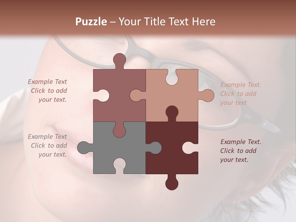 A Woman Wearing Glasses With A Brown Background PowerPoint Template