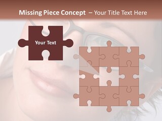 A Woman Wearing Glasses With A Brown Background PowerPoint Template
