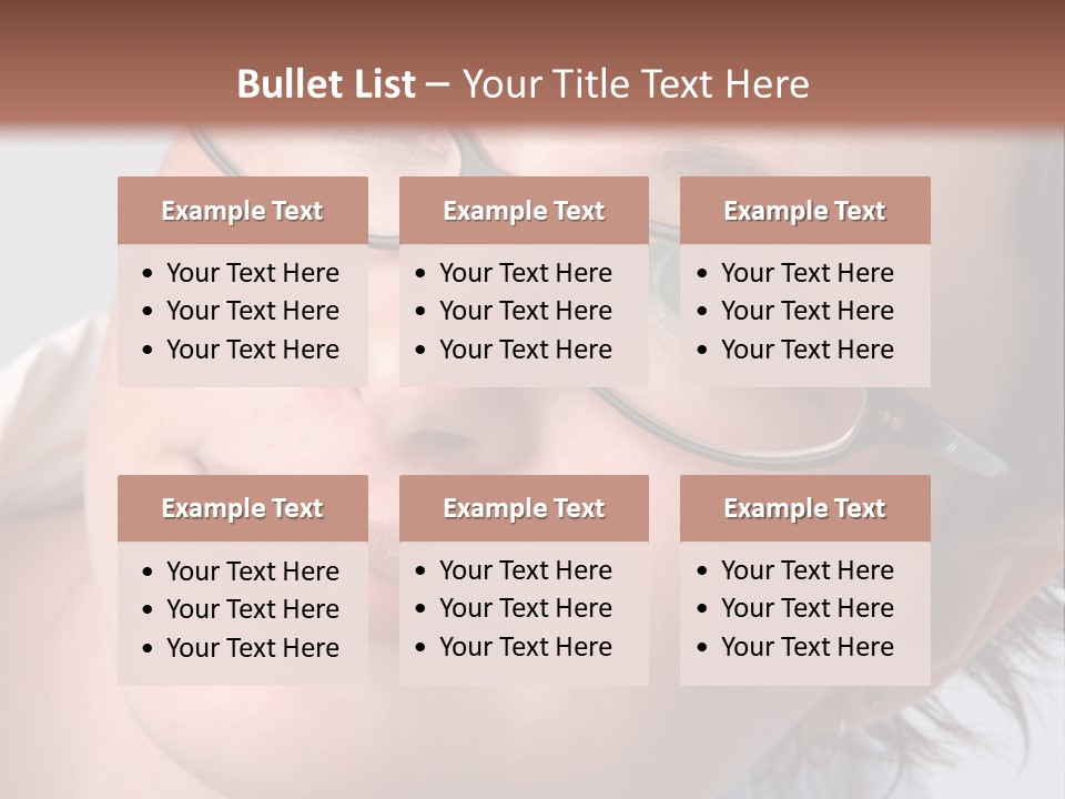 A Woman Wearing Glasses With A Brown Background PowerPoint Template