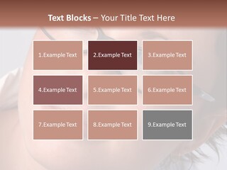 A Woman Wearing Glasses With A Brown Background PowerPoint Template