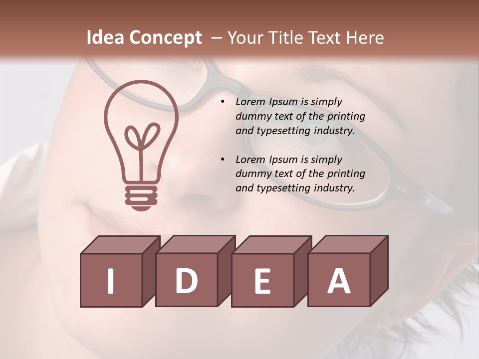 A Woman Wearing Glasses With A Brown Background PowerPoint Template