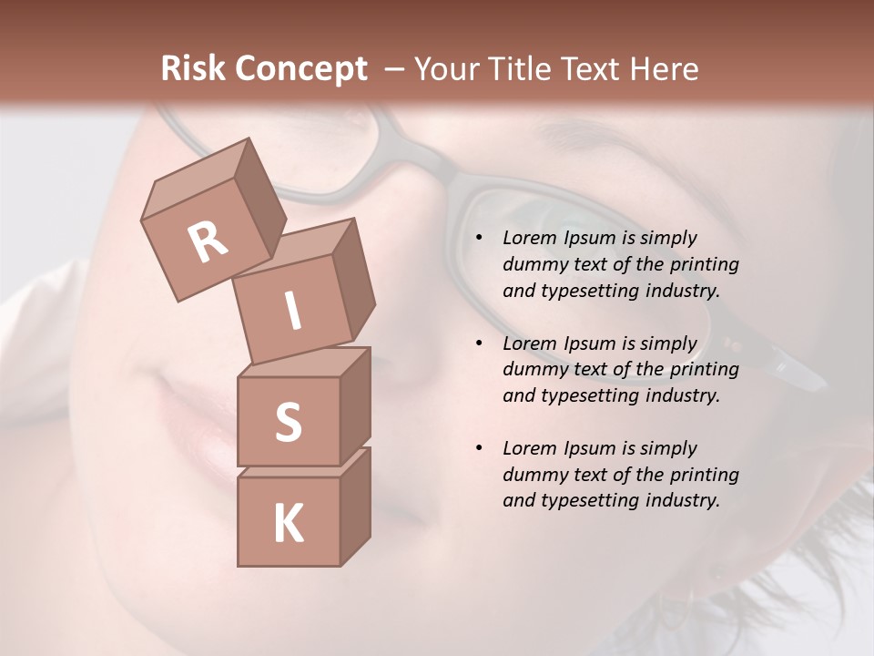 A Woman Wearing Glasses With A Brown Background PowerPoint Template