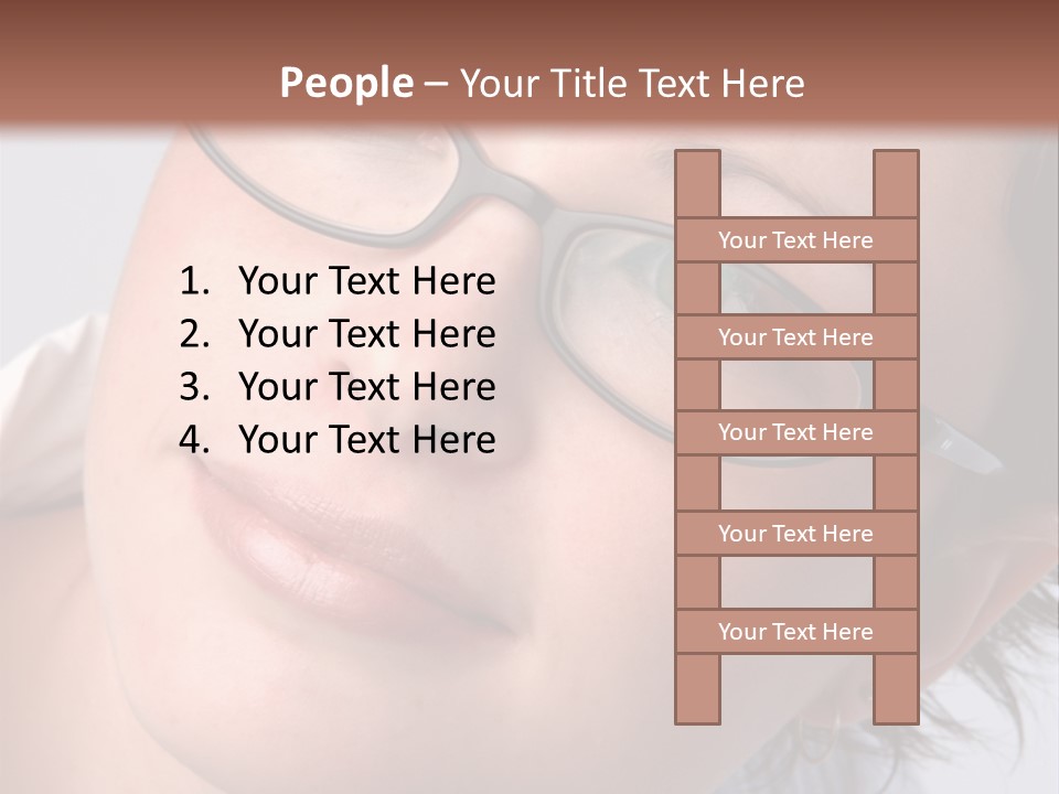 A Woman Wearing Glasses With A Brown Background PowerPoint Template