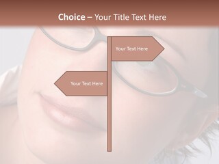 A Woman Wearing Glasses With A Brown Background PowerPoint Template