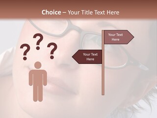 A Woman Wearing Glasses With A Brown Background PowerPoint Template