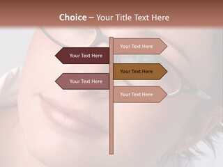 A Woman Wearing Glasses With A Brown Background PowerPoint Template