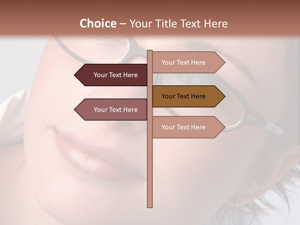 A Woman Wearing Glasses With A Brown Background PowerPoint Template