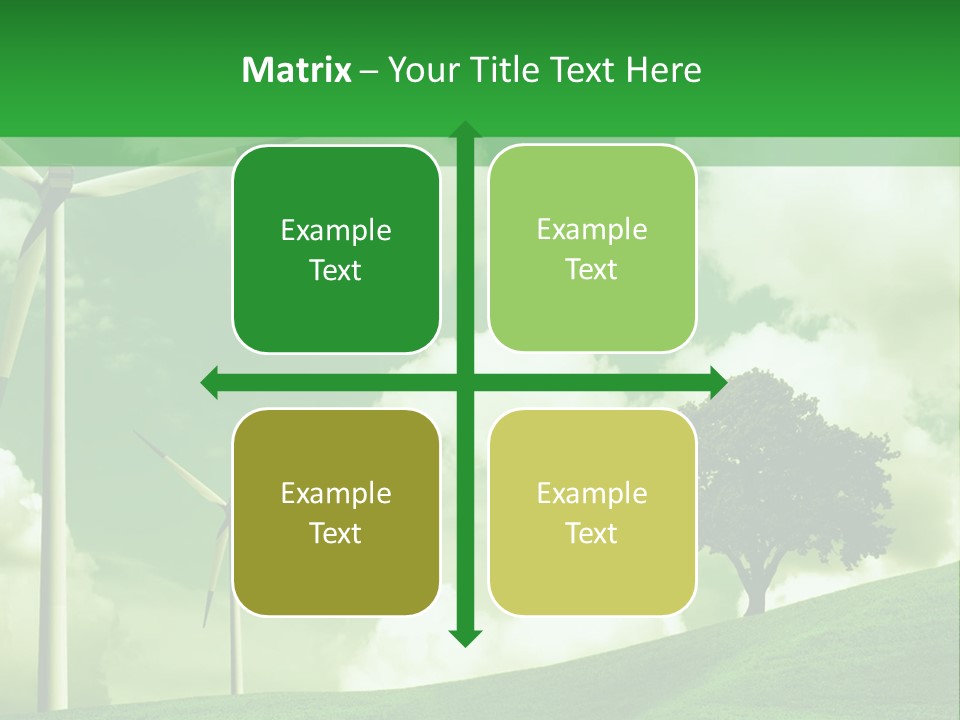 A Green Field With Windmills And A Tree PowerPoint Template