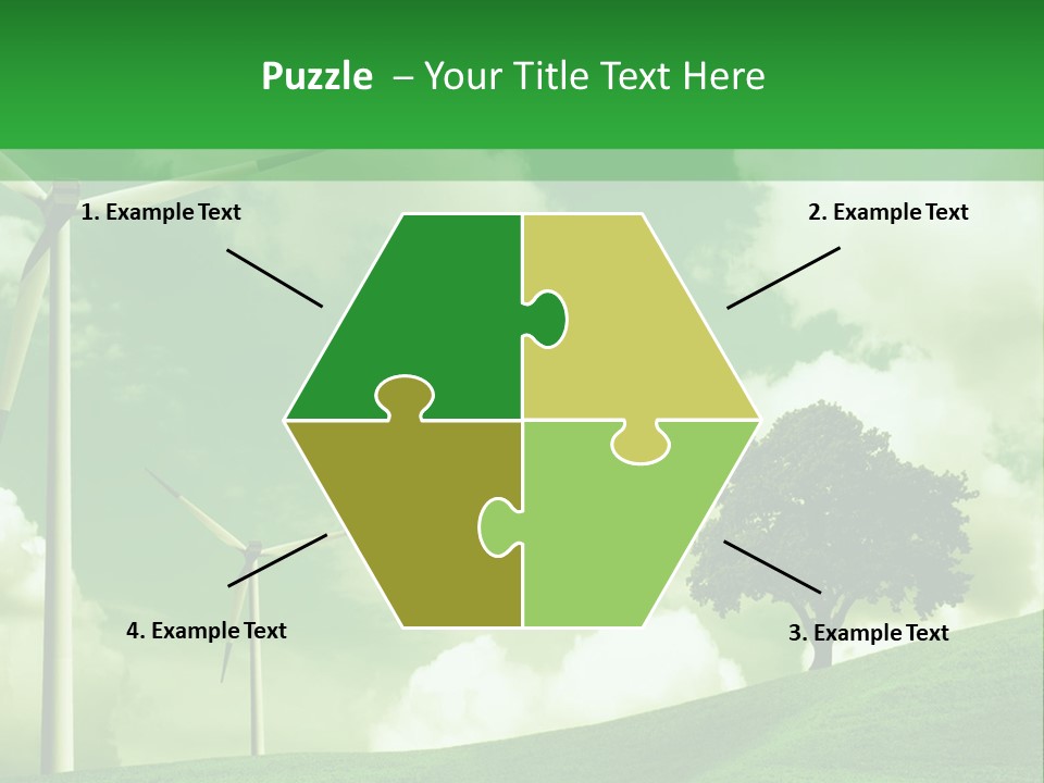 A Green Field With Windmills And A Tree PowerPoint Template