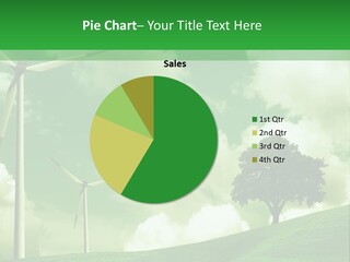 A Green Field With Windmills And A Tree PowerPoint Template