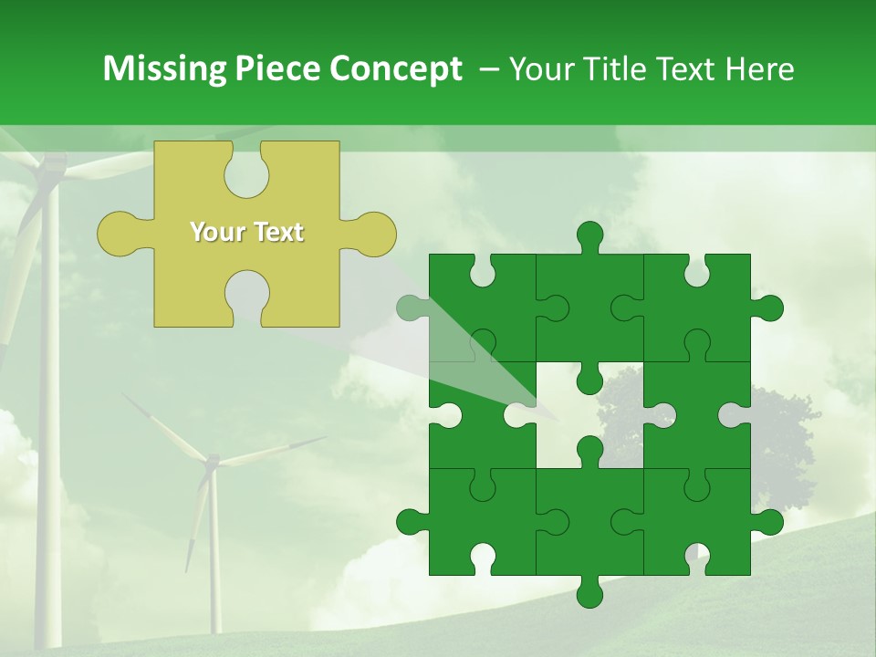 A Green Field With Windmills And A Tree PowerPoint Template
