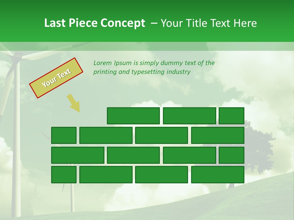 A Green Field With Windmills And A Tree PowerPoint Template