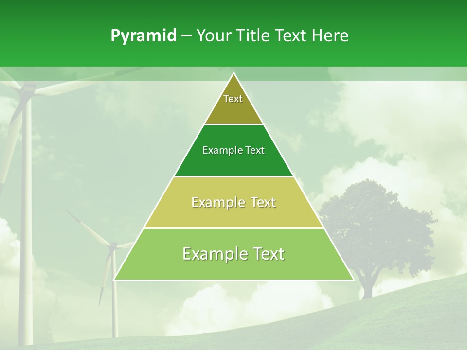 A Green Field With Windmills And A Tree PowerPoint Template