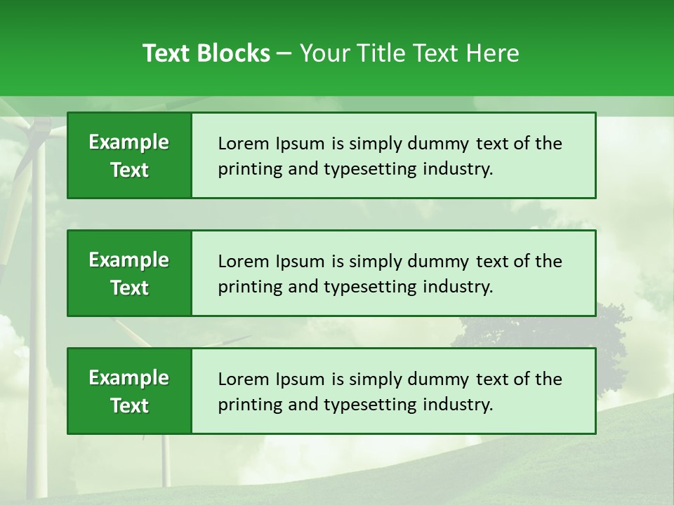 A Green Field With Windmills And A Tree PowerPoint Template