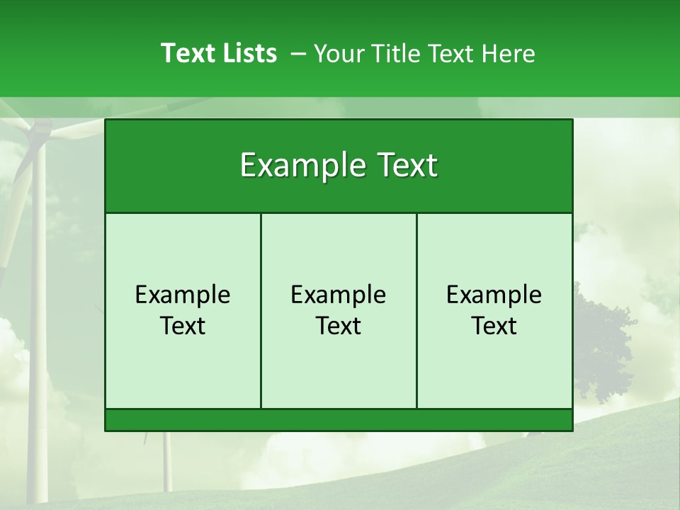 A Green Field With Windmills And A Tree PowerPoint Template