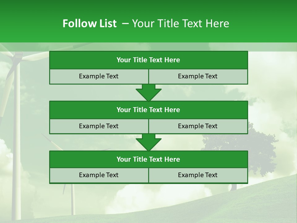 A Green Field With Windmills And A Tree PowerPoint Template