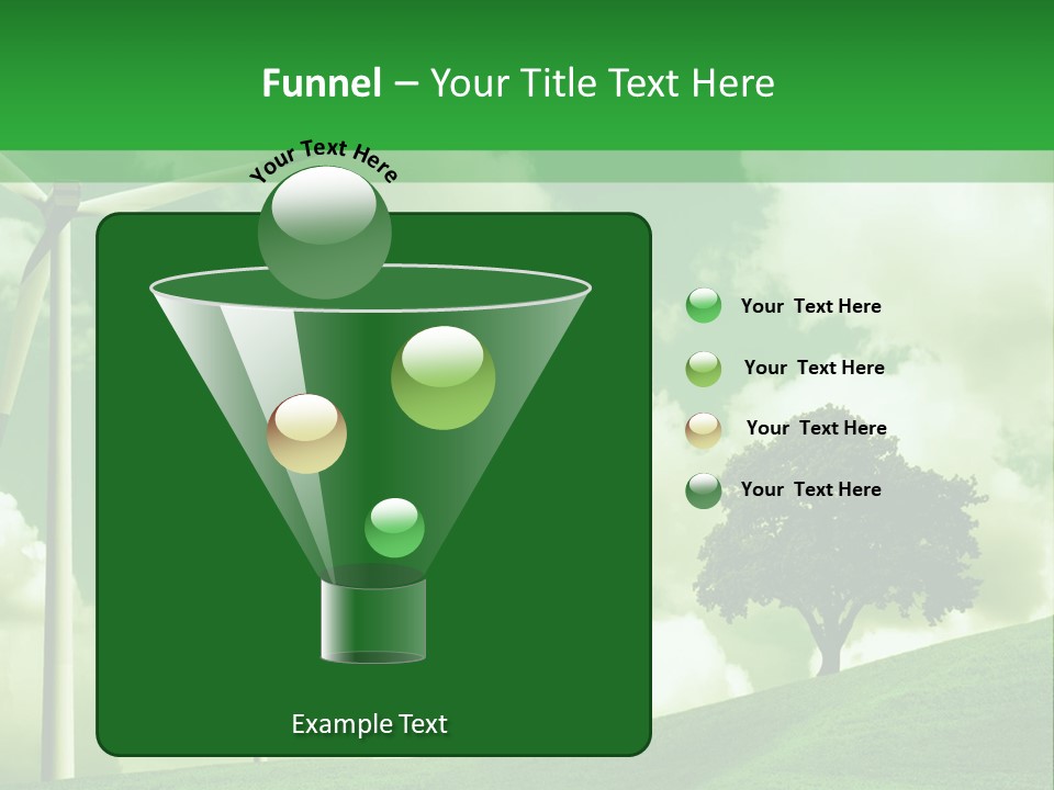 A Green Field With Windmills And A Tree PowerPoint Template