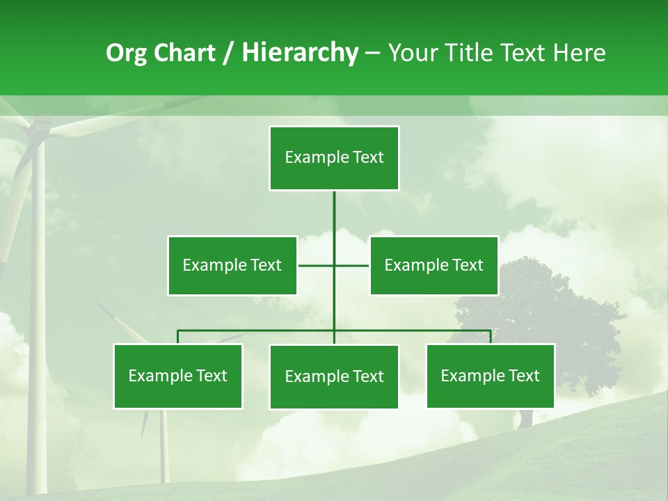A Green Field With Windmills And A Tree PowerPoint Template