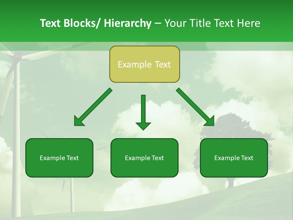 A Green Field With Windmills And A Tree PowerPoint Template