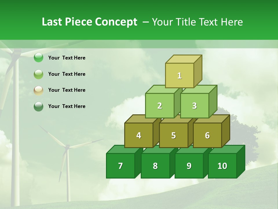 A Green Field With Windmills And A Tree PowerPoint Template
