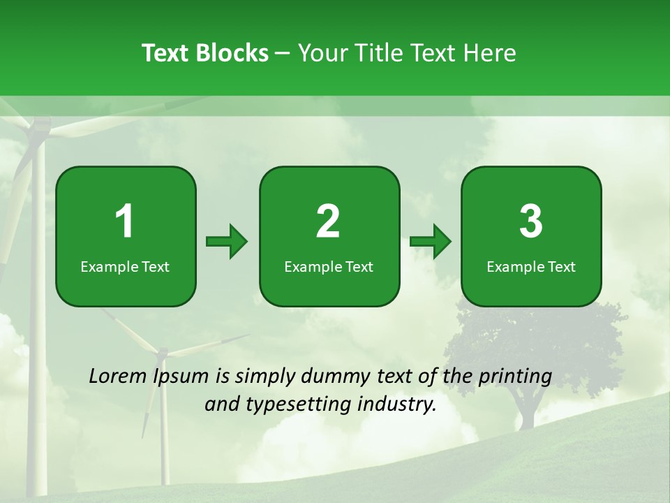 A Green Field With Windmills And A Tree PowerPoint Template