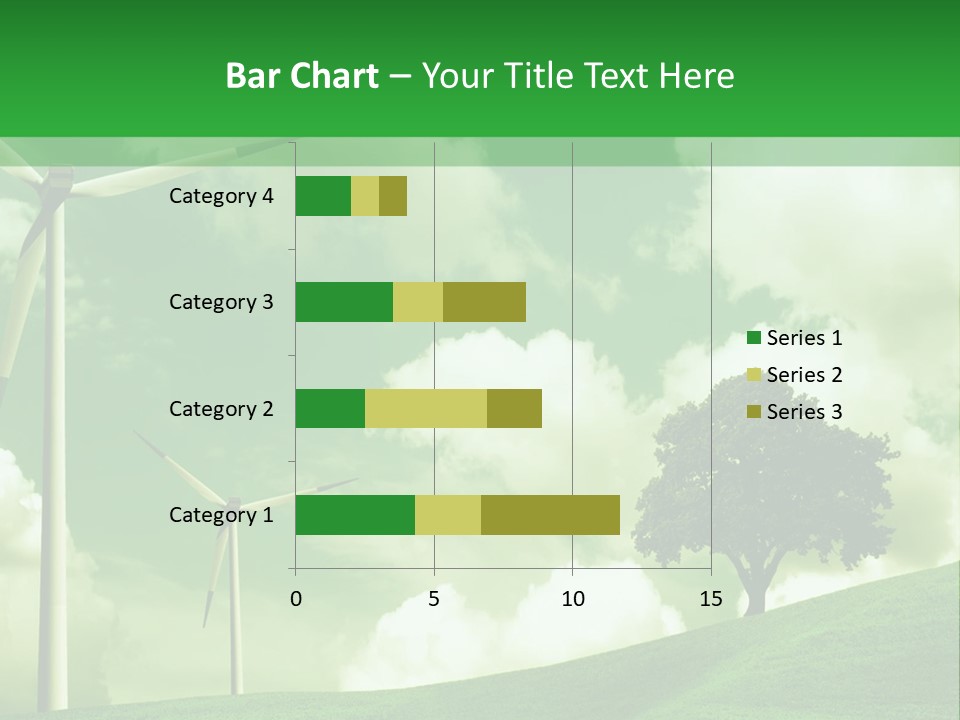 A Green Field With Windmills And A Tree PowerPoint Template