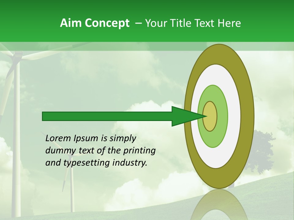 A Green Field With Windmills And A Tree PowerPoint Template