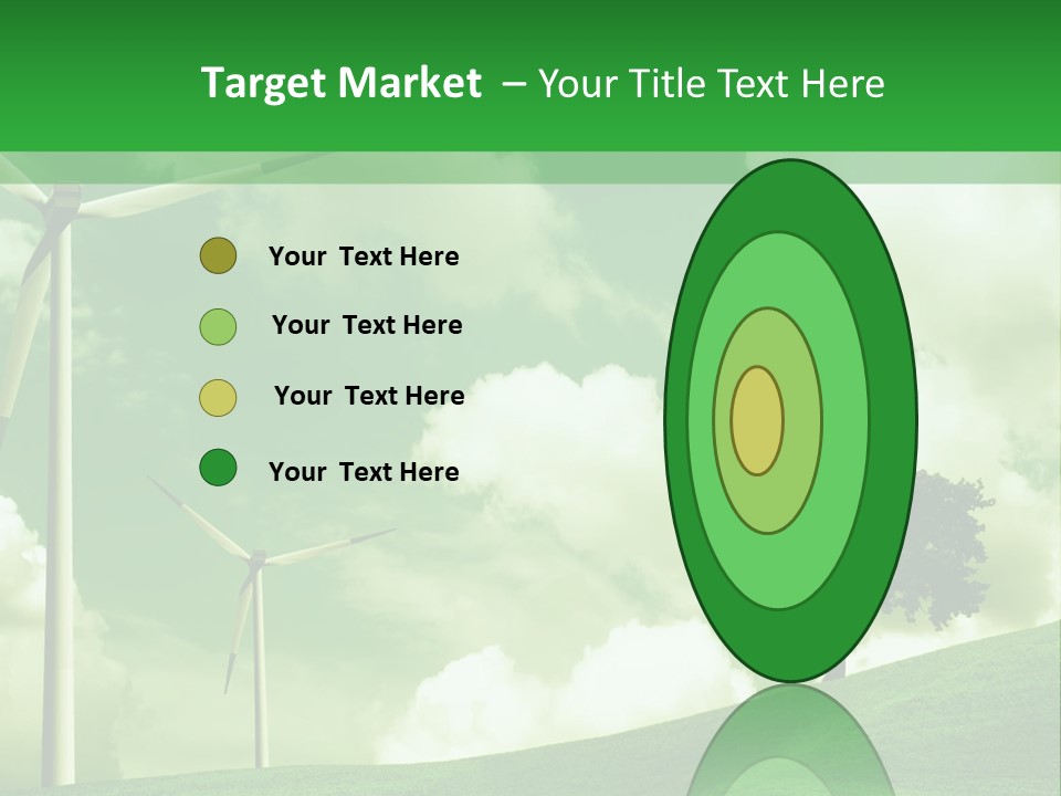 A Green Field With Windmills And A Tree PowerPoint Template