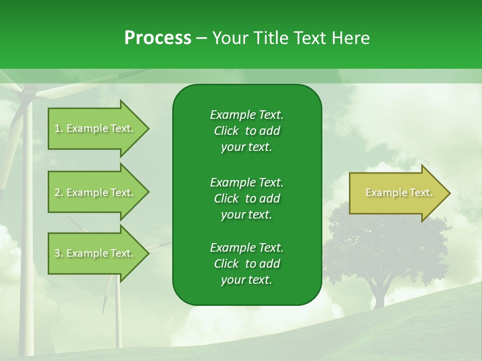 A Green Field With Windmills And A Tree PowerPoint Template