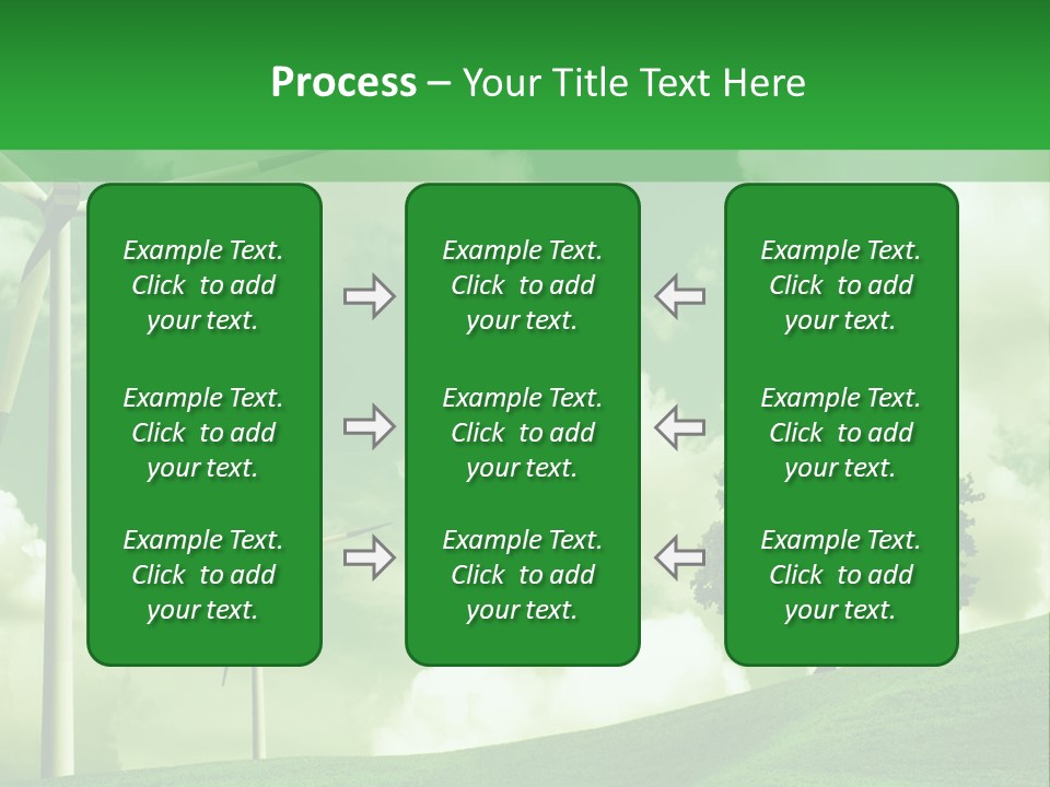 A Green Field With Windmills And A Tree PowerPoint Template