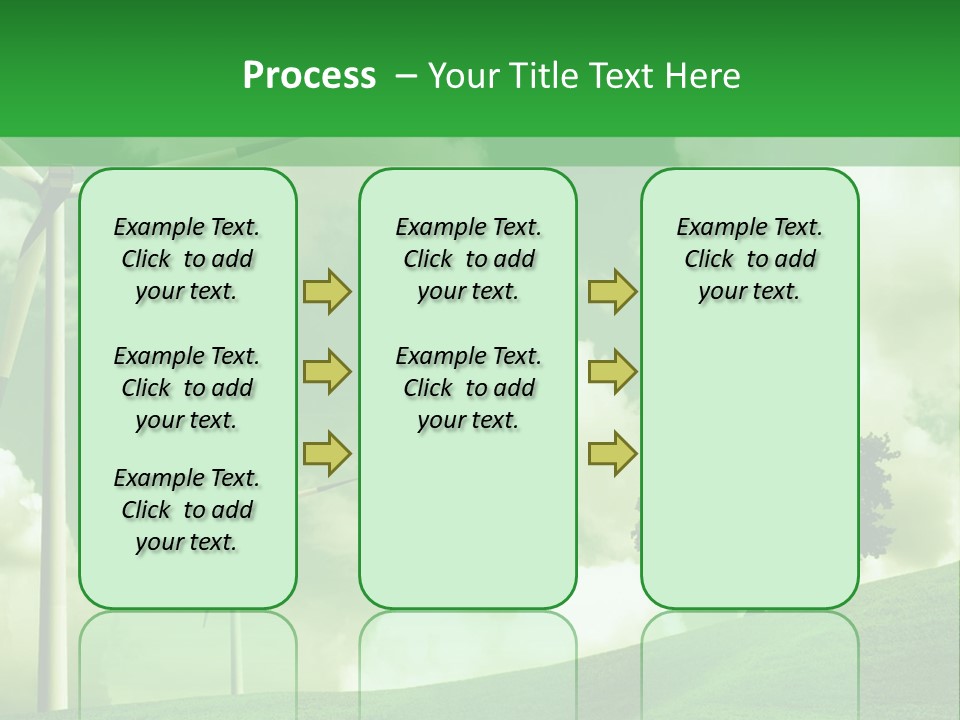 A Green Field With Windmills And A Tree PowerPoint Template