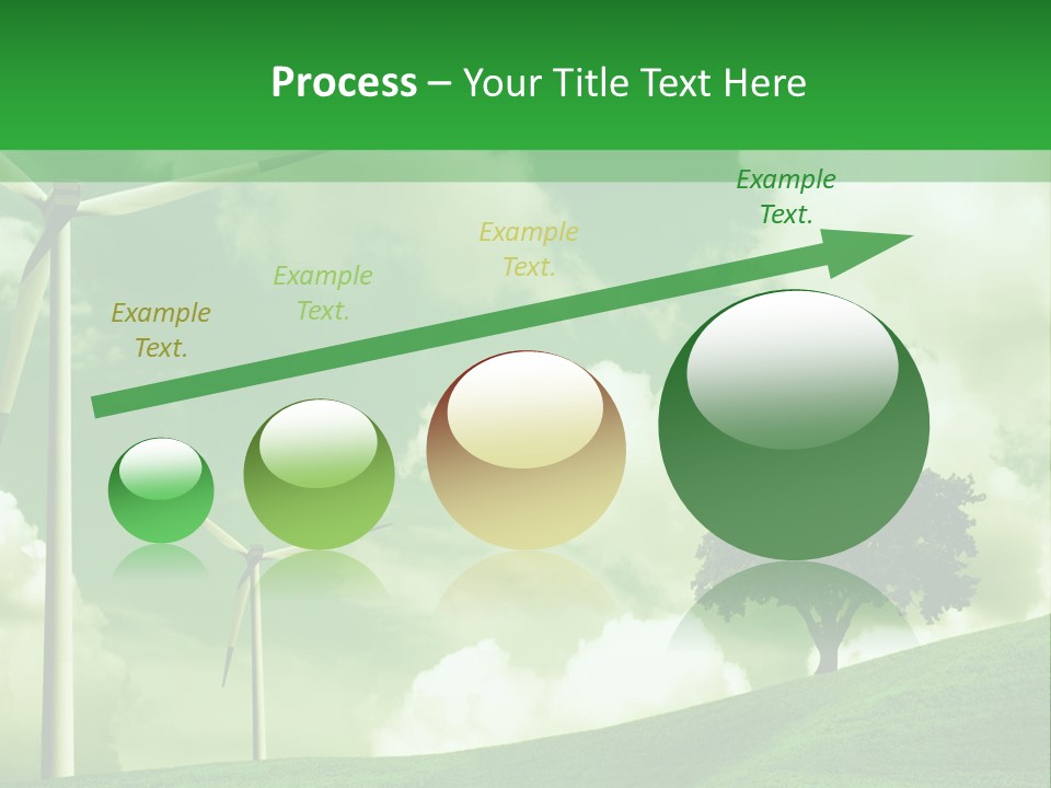 A Green Field With Windmills And A Tree PowerPoint Template