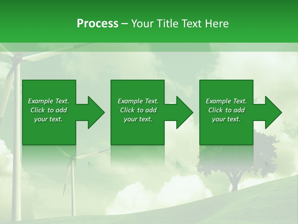 A Green Field With Windmills And A Tree PowerPoint Template