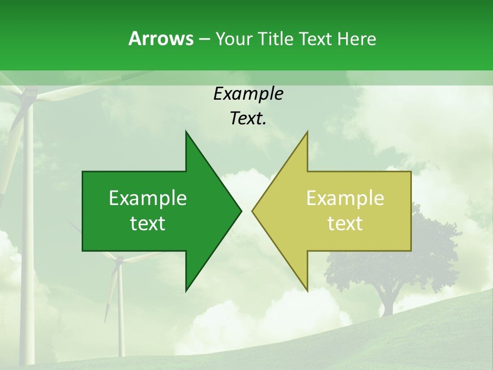 A Green Field With Windmills And A Tree PowerPoint Template