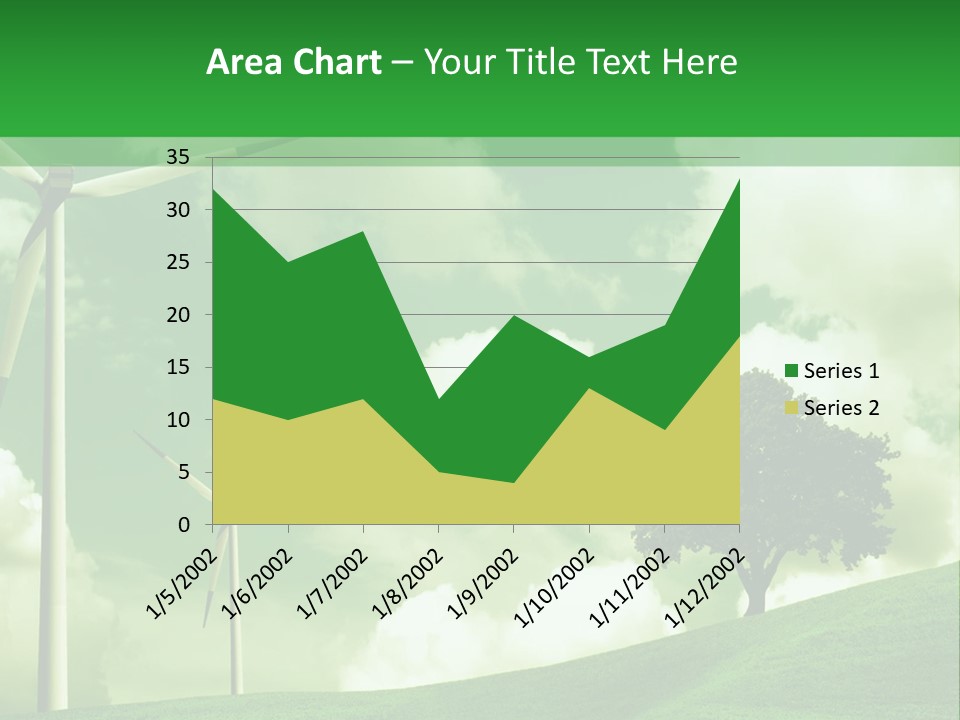 A Green Field With Windmills And A Tree PowerPoint Template