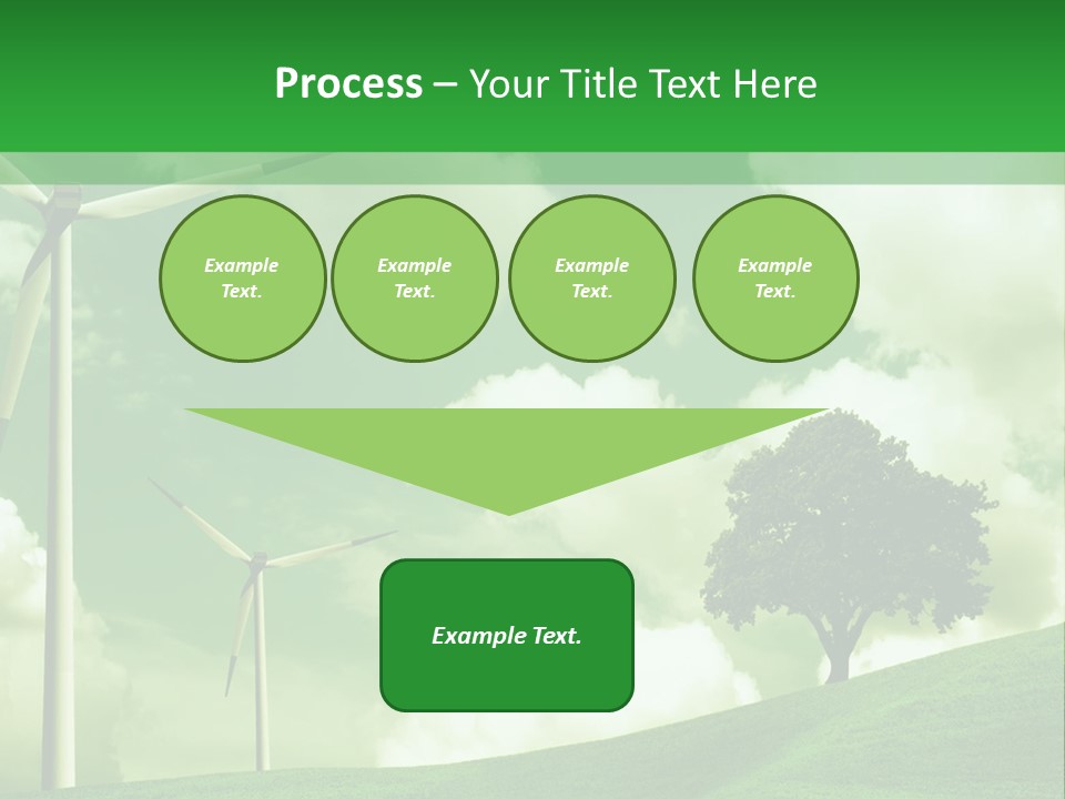 A Green Field With Windmills And A Tree PowerPoint Template