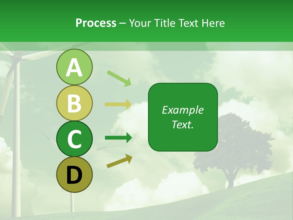 A Green Field With Windmills And A Tree PowerPoint Template