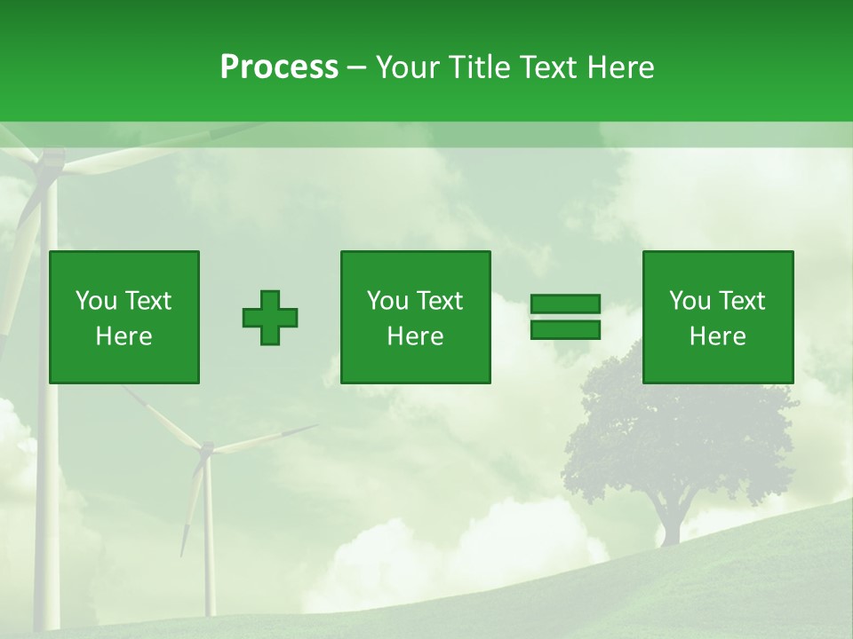 A Green Field With Windmills And A Tree PowerPoint Template
