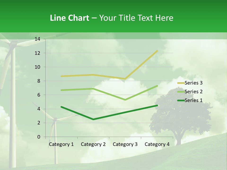 A Green Field With Windmills And A Tree PowerPoint Template