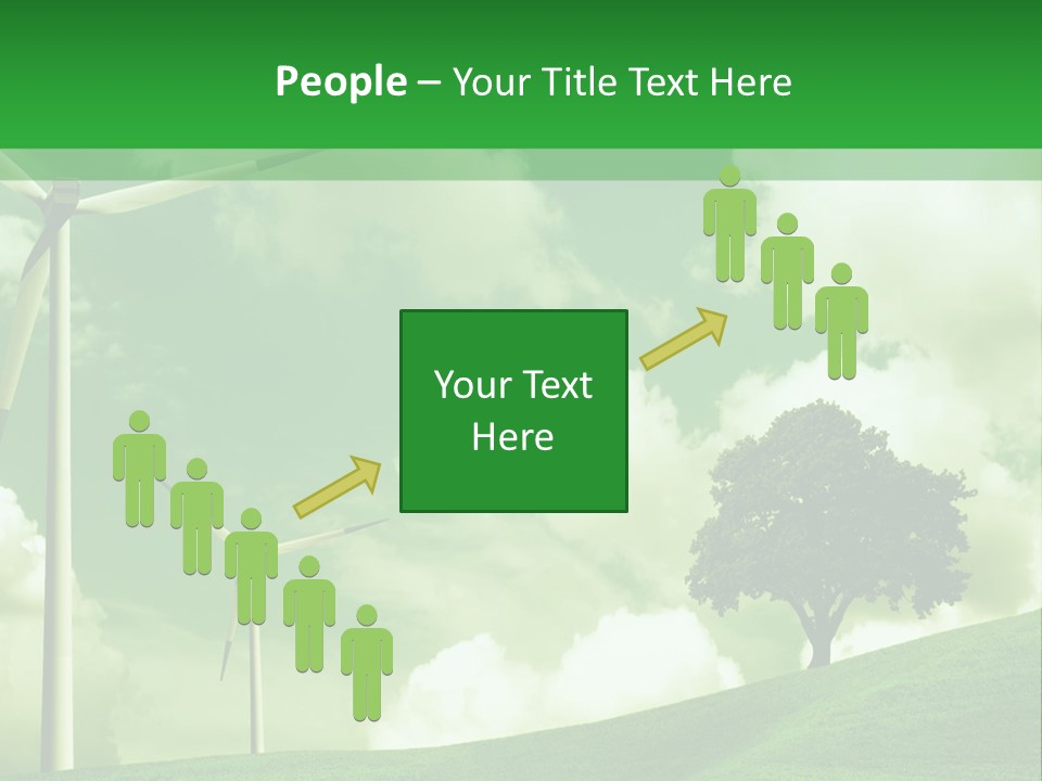 A Green Field With Windmills And A Tree PowerPoint Template