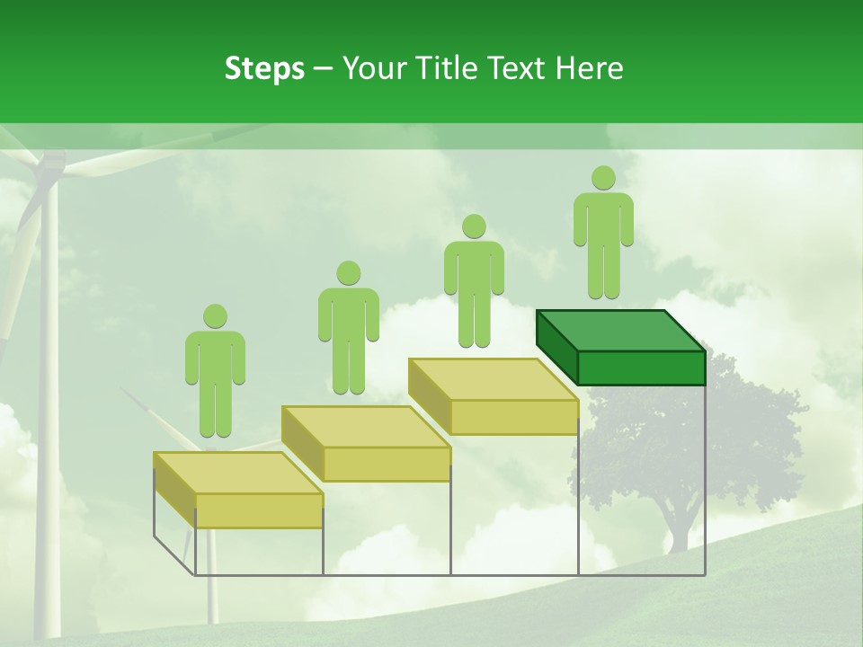 A Green Field With Windmills And A Tree PowerPoint Template