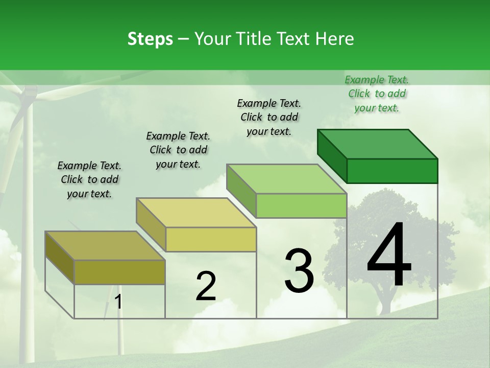 A Green Field With Windmills And A Tree PowerPoint Template